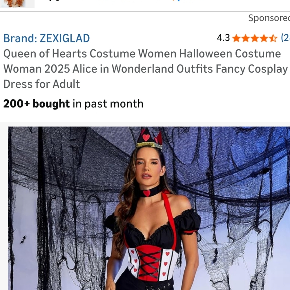 Queen of Hearts Costume Womens - Red and Black Small